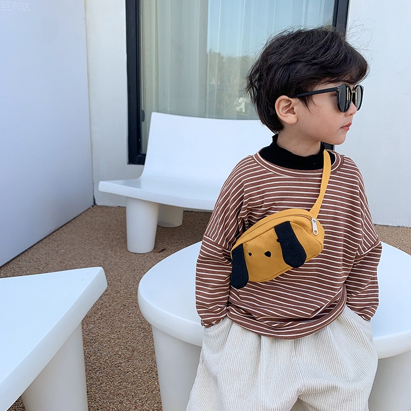 Túi Đeo Chéo Ngực Vải canvas Hình Chú Cún Dễ Thương Thời Trang Xuân Hè Cho Bé Trai + Gái