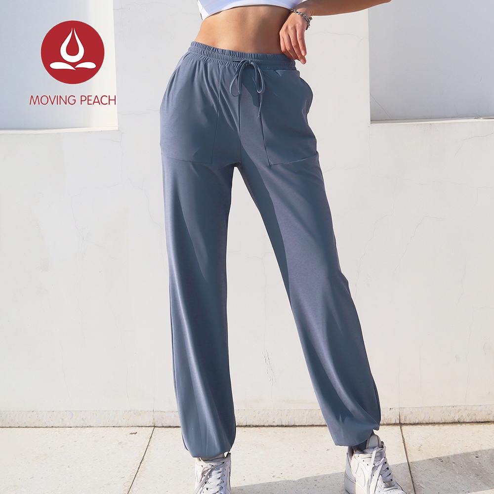 MOVING PEACH DLK Quần Jogger Lưng Cao Dáng Rộng Nhanh Khô Thoáng Khí Kèm Túi Thời Trang Cho Nữ