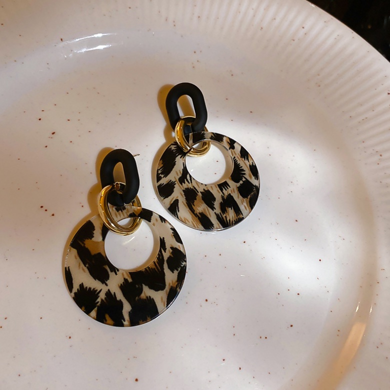 Bông Tai Tròn Họa Tiết Da Báo Thời Trang Dành Cho Nữ / Khuyên Tai