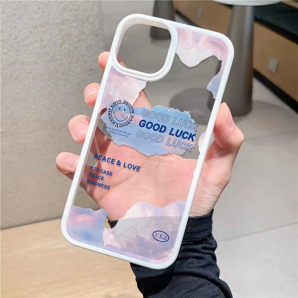 Ốp Điện Thoại Nhựa Acrylic Cứng Trong Suốt In Chữ Chúc May Mắn Cho iphone 14promax 11 13 12 7Plus 8 X XS Max