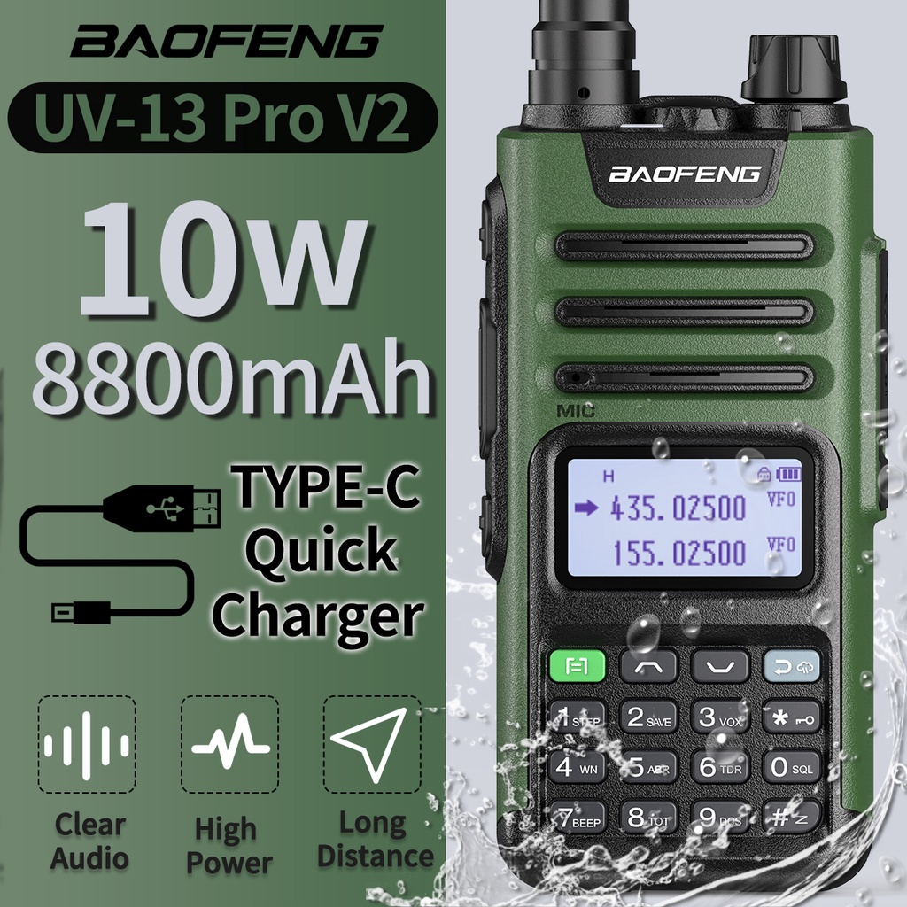 Máy Bộ Đàm BaoFeng UV-13 PRO V2 Băng Tần Kép Type-C Hai Chiều Nâng Cấp UV-5R