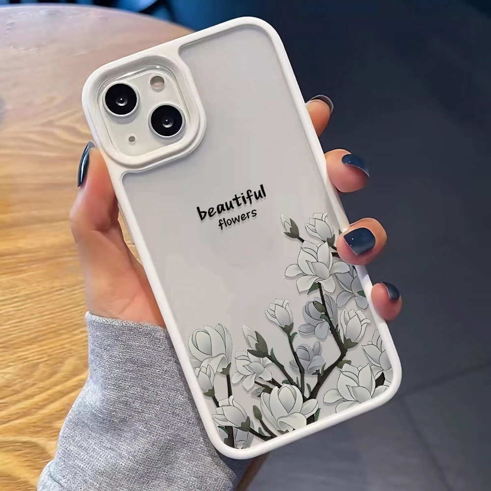 Ốp Điện Thoại Nhựa Acrylic Cứng Trong Suốt In Hình Hoa Đẹp Mắt Cho iphone 14promax 11 13 12 7Plus 8 X XS Max