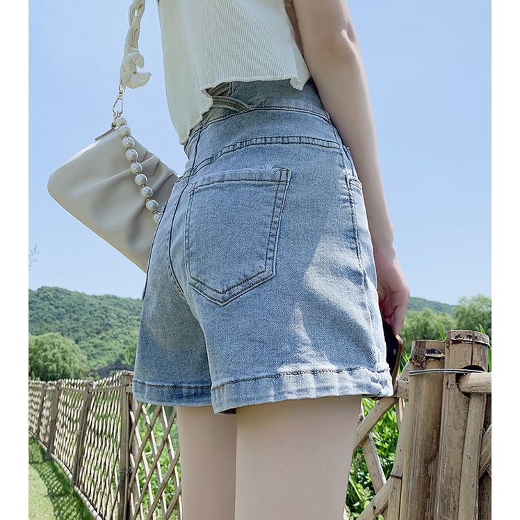 QADCOL  Quần Short denim Siêu Mỏng Lưng Cao Che Bụng Thời Trang Mùa Xuân Cho Nữ