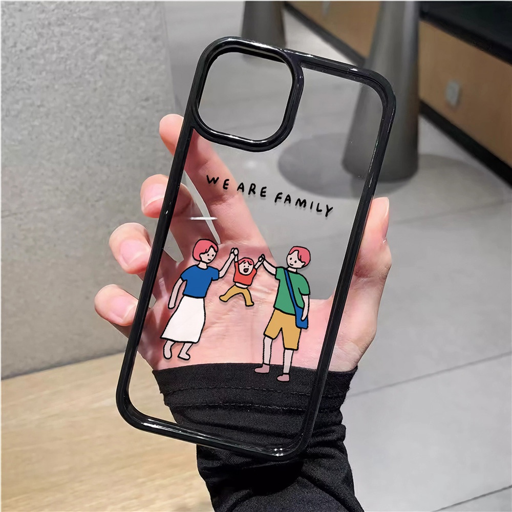 Ốp Điện Thoại Nhựa Acrylic Cứng Trong Suốt In Hình Gia Đình Thời Trang Cho iphone 14promax 11 13 12 7Plus 8 X XS Max