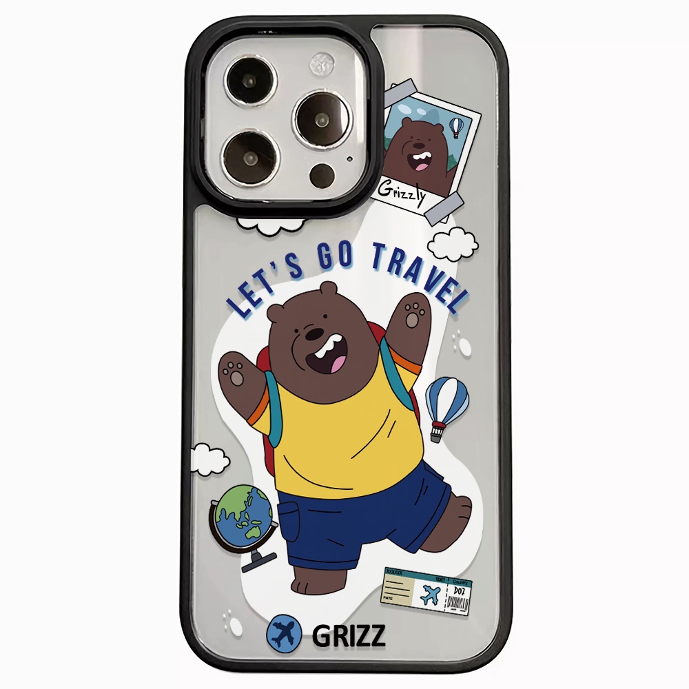 Ốp Điện Thoại Nhựa Acrylic Cứng Trong Suốt In Hình Gấu Trắng Hoạt Hình Cho iphone 14promax 11 13 12 7Plus 8 X XS Max