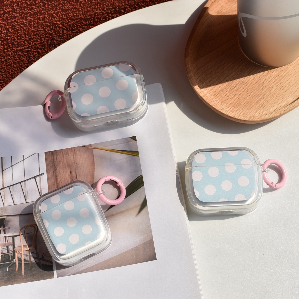 Vỏ Bảo Vệ Hộp Sạc Tai Nghe AirPods3 AirPodsPro2gen 2023 Bằng TPU Họa Tiết Chấm Bi Màu Xanh Dương