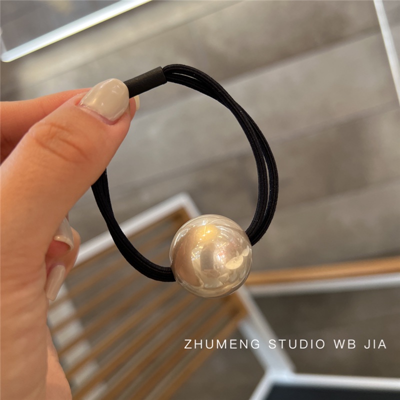 Dây Cột Tóc Cao Su Co Giãn Đính Bóng Lông Màu Sắc Đơn Giản Dễ Phối Đồ