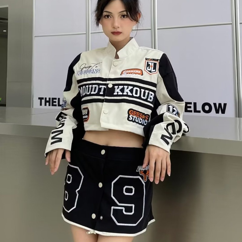 Áo Khoác Bóng Chày Dáng Rộng Phong Cách Retro Hồng Kông Cá Tính Cho Nữ