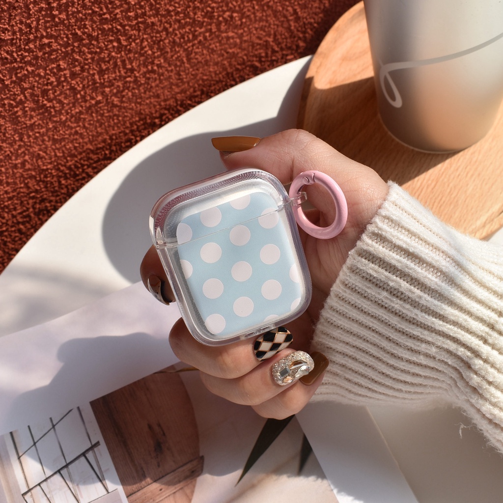 Vỏ Bảo Vệ Hộp Sạc Tai Nghe AirPods3 AirPodsPro2gen 2023 Bằng TPU Họa Tiết Chấm Bi Màu Xanh Dương