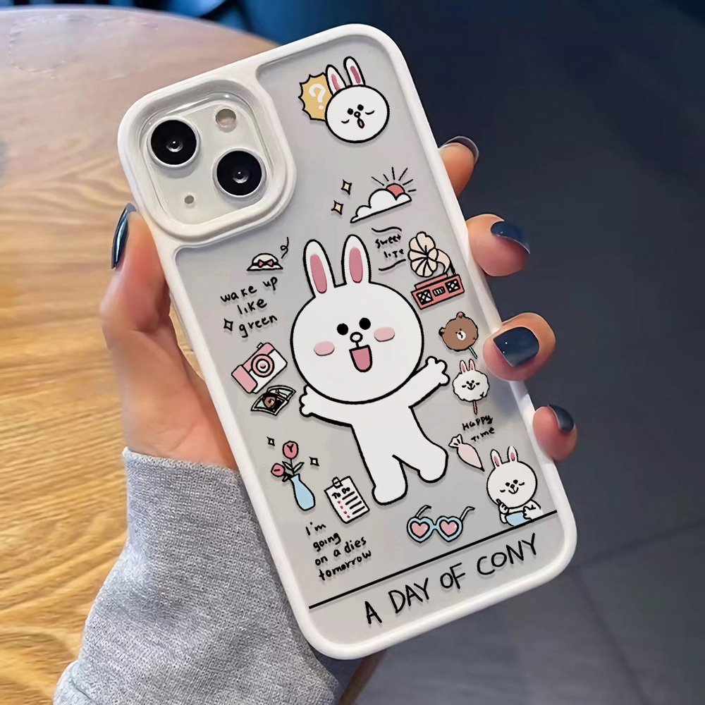 Ốp Điện Thoại Nhựa Acrylic Cứng Trong Suốt In Hình Gấu Trắng Đáng Yêu Cho iphone 14promax 11 13 12 7Plus 8 X XS Max