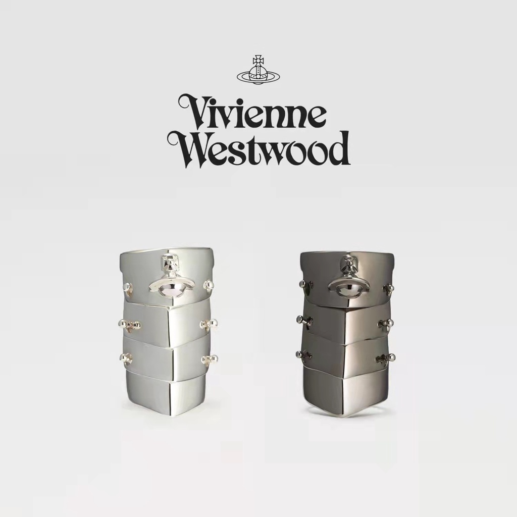 Vivienne West wood Nhẫn Gỗ Bốn Xương Phong Cách Hip Hop Punk Cổ Điển