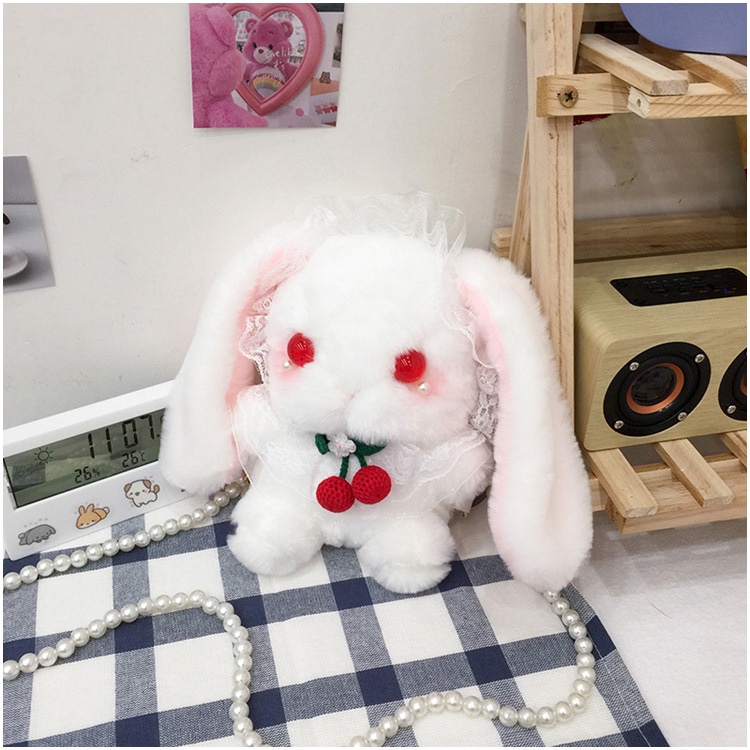 Túi Đeo Chéo Hình Thỏ Nhồi Bông Phong Cách lolita Nhật Bản Dễ Thương