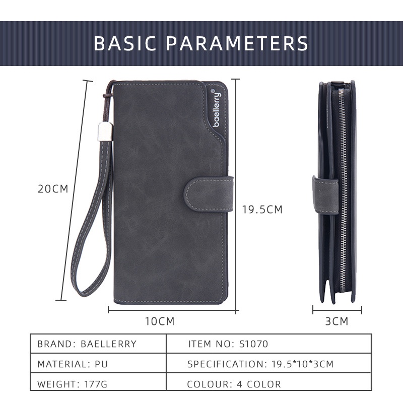 Baellerry Ví Nam Dáng Dài Sức Chứa Lớn Có Khóa Kéo Phong Cách retro