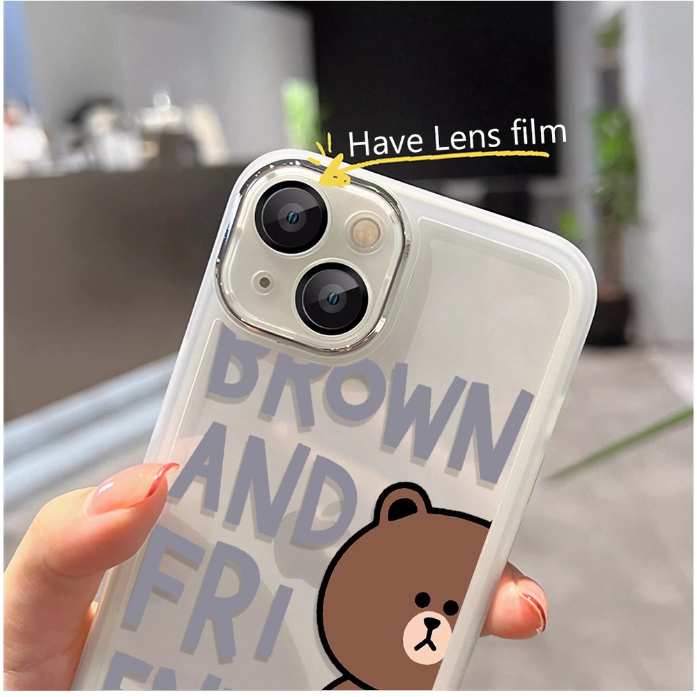 Ốp Điện Thoại Kim Loại In Hình Gấu Nâu Thời Trang Cho iphone 14promax 11 13 12 7Plus X XS Max 7