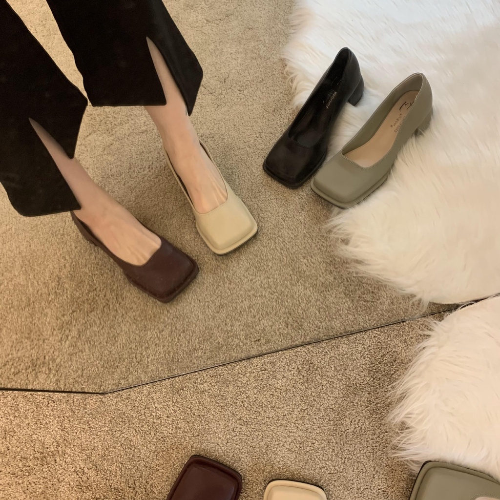 Giày Búp Bê Mũi Vuông Thời Trang Retro Dành  LDHE