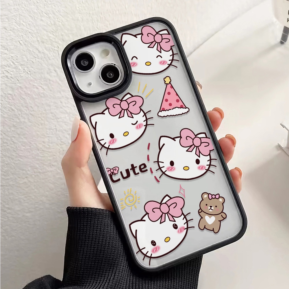 Ốp Điện Thoại Nhựa Acrylic Cứng Trong Suốt Hình Hello Kitty Gấu Cho iphone 14promax 11 13 12 7Plus 8 X XS Max