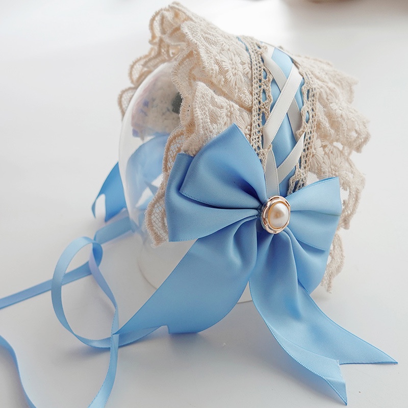 Băng Đô Cài Tóc Đính Nơ Ren Phong Cách Lolita Dễ Phối Đồ