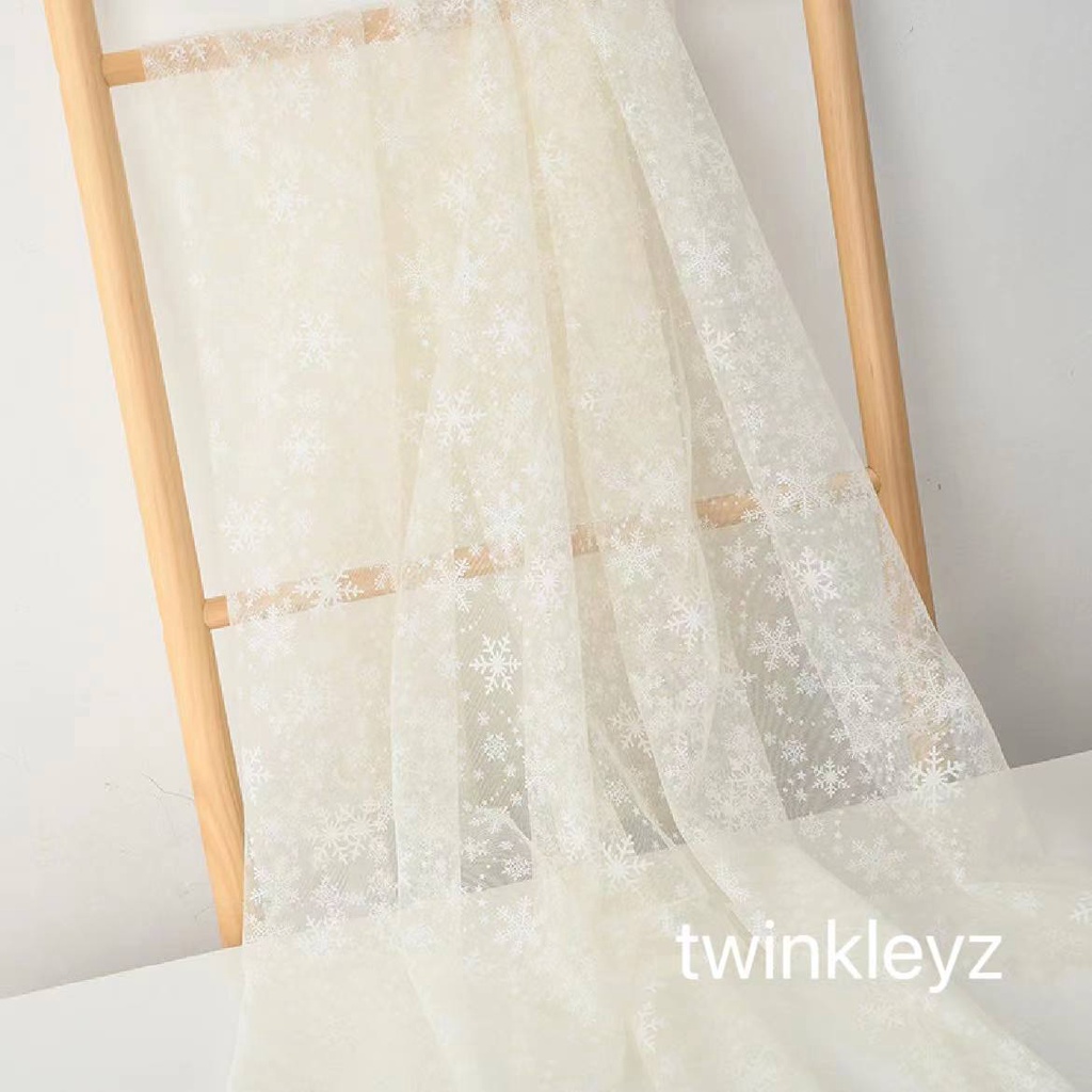 Vải Lưới In Hình Hoa Tuyết Dùng May Đầm Công Chúa Elsa DIY