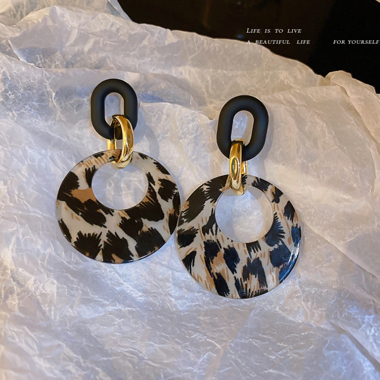 Bông Tai Tròn Họa Tiết Da Báo Thời Trang Dành Cho Nữ / Khuyên Tai