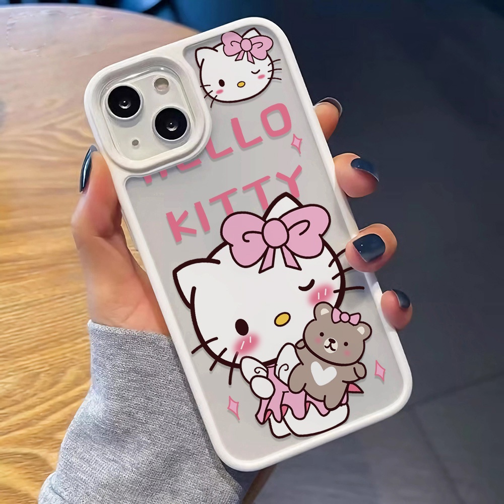 Ốp Điện Thoại Nhựa Acrylic Cứng Trong Suốt Hình Hello Kitty Gấu Cho iphone 14promax 11 13 12 7Plus 8 X XS Max