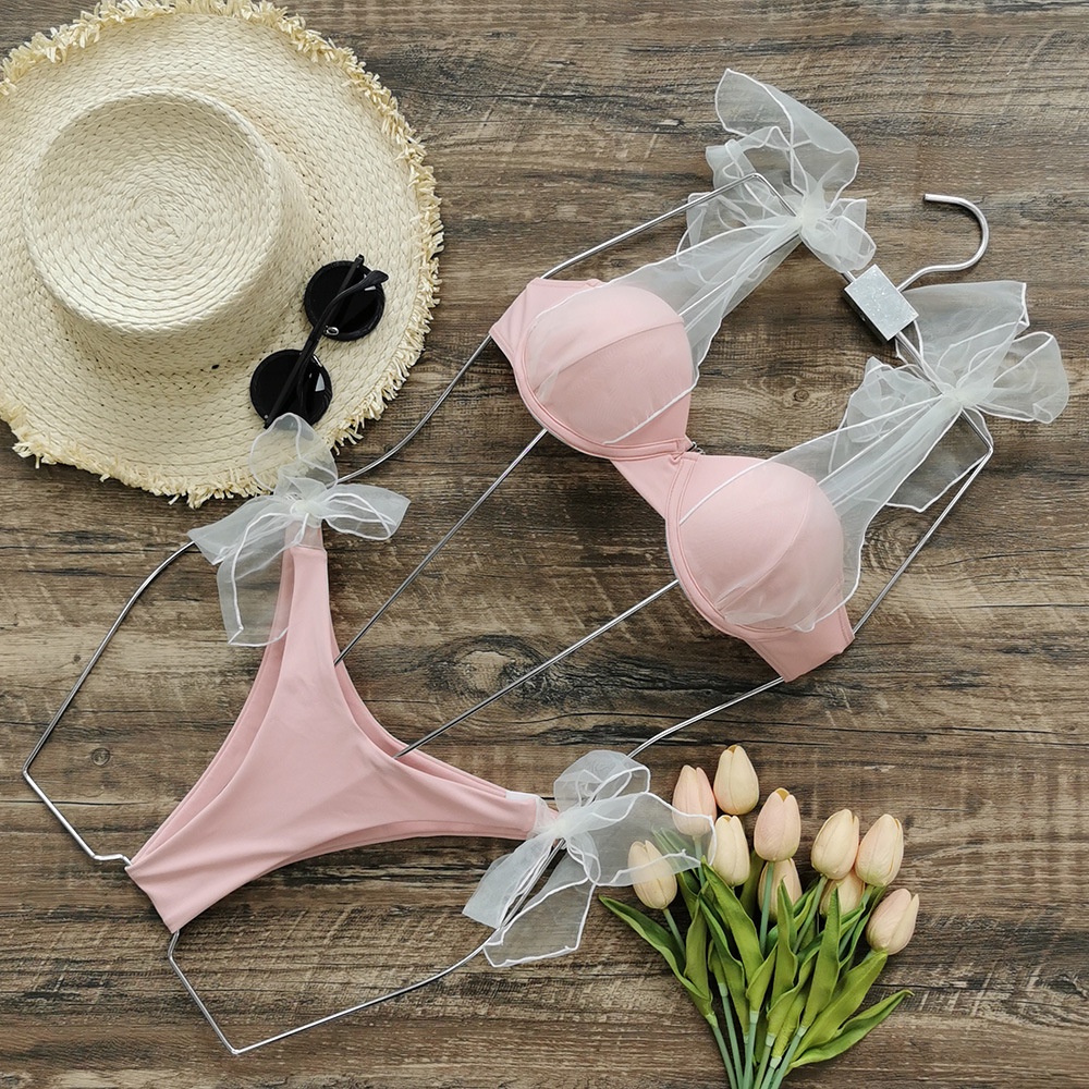 Bộ Đồ Bơi Bikini Hai Dây Màu Trơn Phong Cách Mới 2023 Quyến Rũ Cho Nữ