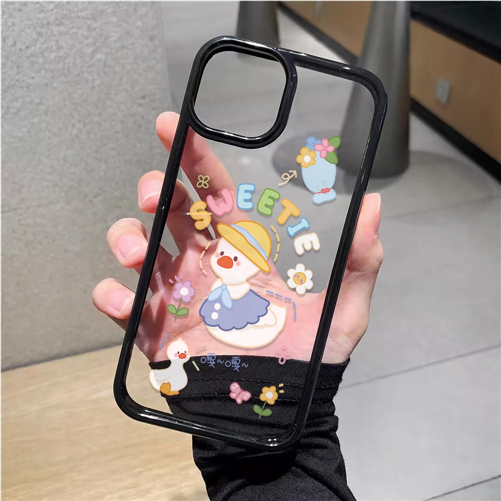 Ốp Điện Thoại Nhựa Acrylic Cứng Trong Suốt Hình Vịt Hoạt Hình Cho iphone 14promax 11 13 12 7Plus 8 X XS Max