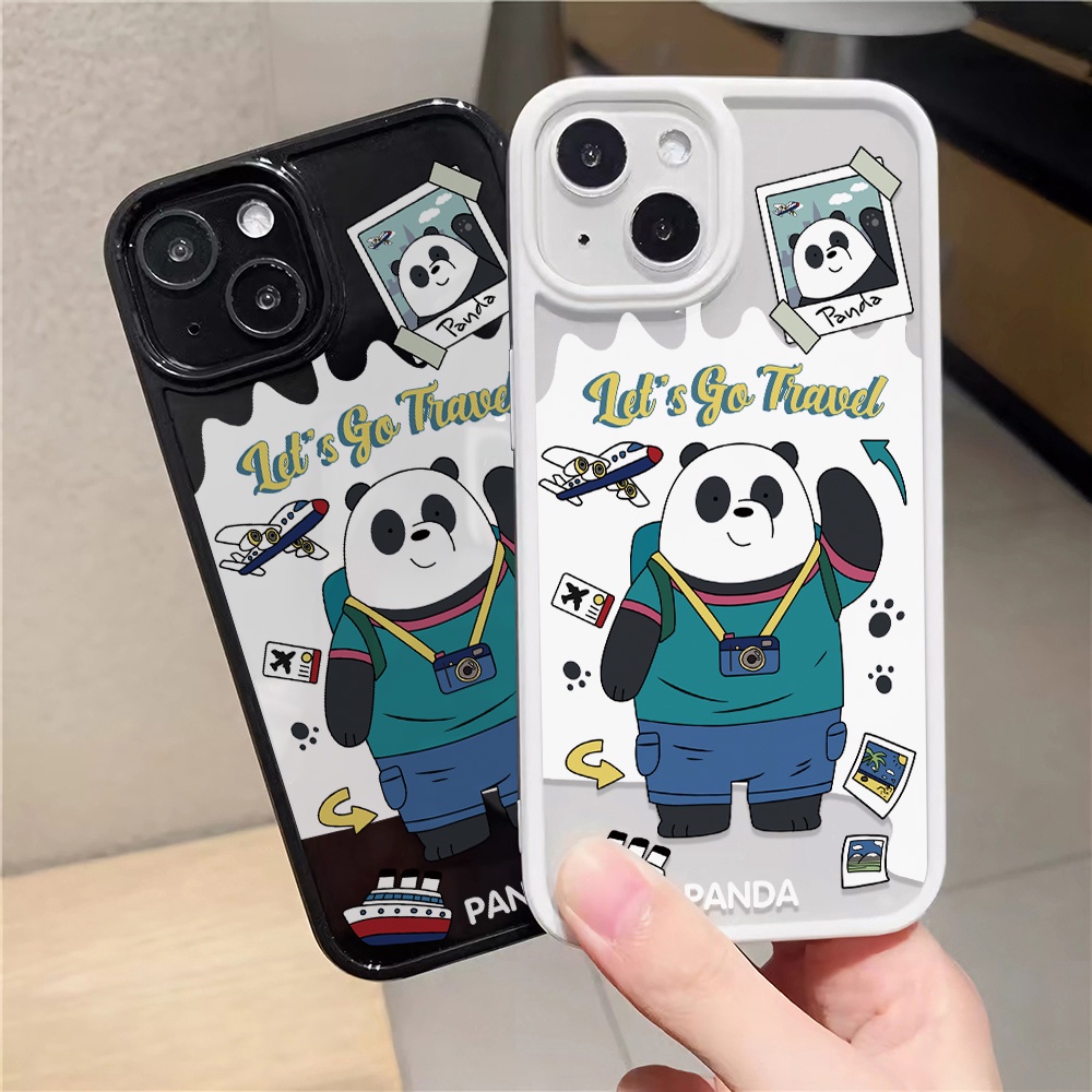 Ốp Điện Thoại Nhựa Acrylic Cứng Trong Suốt Hình Gấu Trúc Hoạt Họa Cho iphone 14promax 11 13 12 7Plus 8 X XS Max