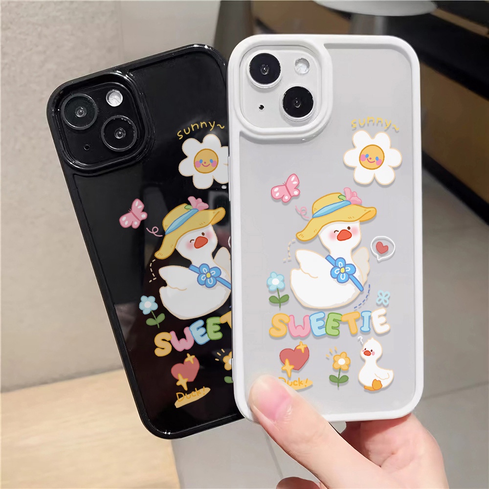 Ốp Điện Thoại Nhựa Acrylic Cứng Trong Suốt Hình Vịt Hoa Hướng Dương Cho iphone 14promax 11 13 12 7Plus 8 X XS Max