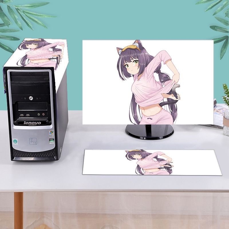 Nhân tố thứ hai Dễ thương Bộ 3 khăn phủ máy tính để bàn tấm che bụi màn hình bàn phím vải tốt đủ che bụi bàn phím size 17 19 20 22 23 24 25 27 26 31 32 34 inch LCD 4705