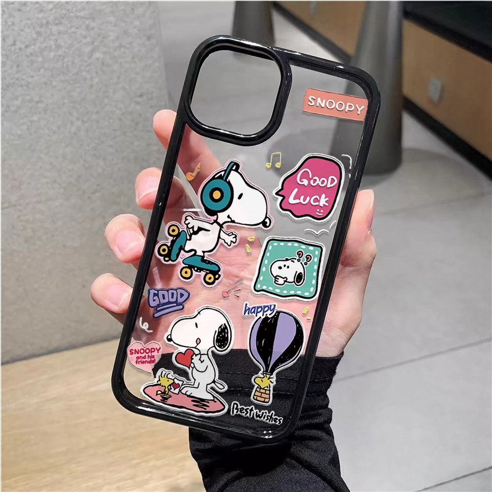 Ốp Điện Thoại Cứng Trong Suốt In Hình Snoopy Cho iphone 14promax 11 13 12 7Plus 8 X XS Max