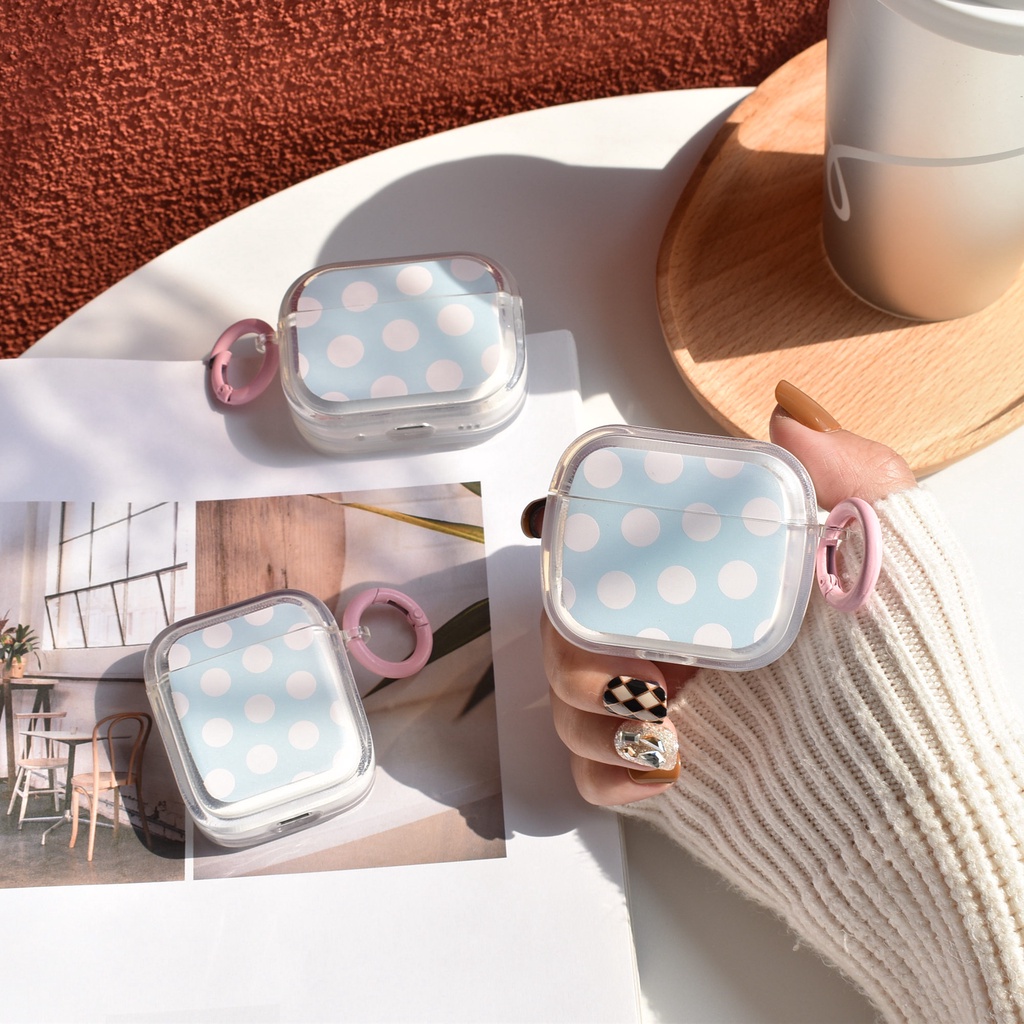 Vỏ Bảo Vệ Hộp Sạc Tai Nghe AirPods3 AirPodsPro2gen 2023 Bằng TPU Họa Tiết Chấm Bi Màu Xanh Dương