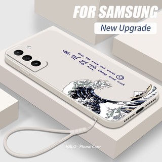 Ốp điện thoại silicon mềm Samsung S23 Ultra S24Ultra có dây đeo Blue Wave S24