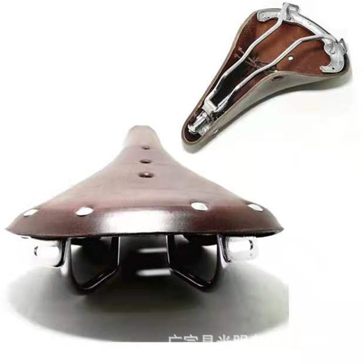 Yên Xe Đạp Lò Xo Kiểu Retro Bằng Da Bò Chất Lượng Cao