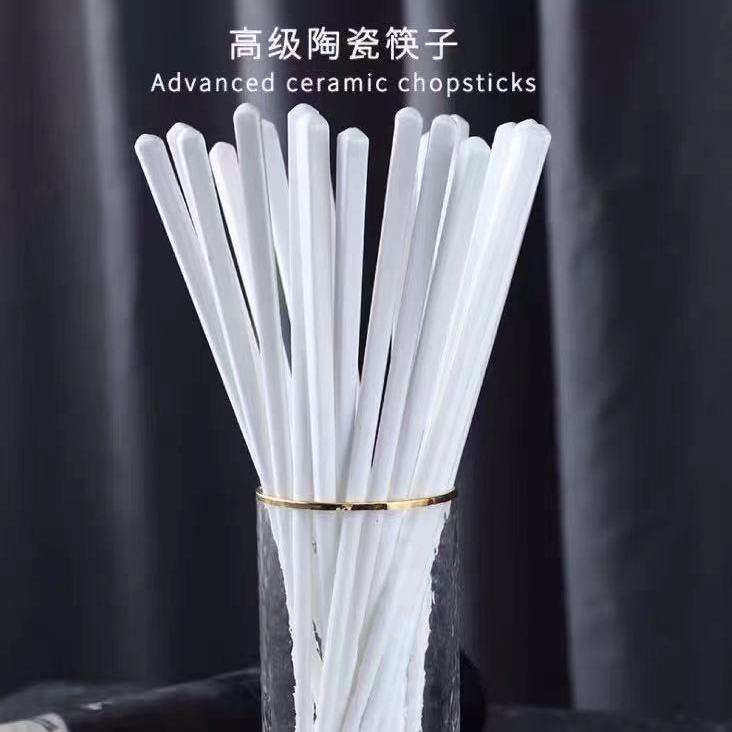 Bộ 5 / 10 Đôi Đũa Dài Bằng Sứ Màu Trắng Thiết Kế Đơn Giản Chất Lượng Cao