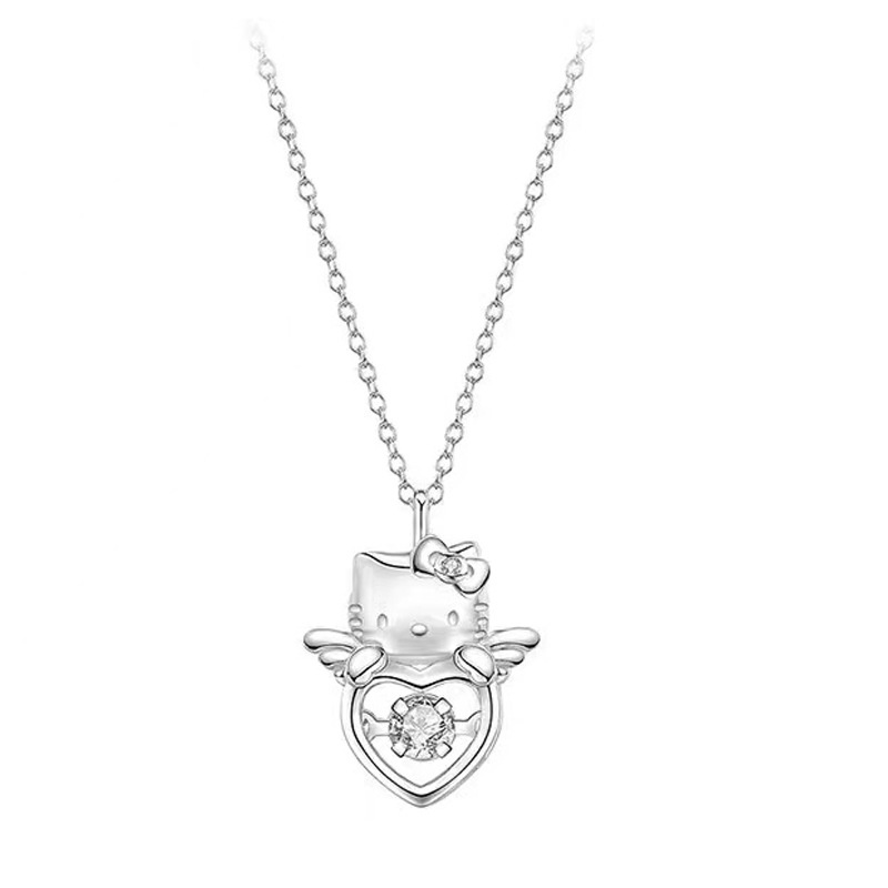 Vòng cổ Mặt Hello Kitty Đính Đá Zircon Phong Cách Hàn Quốc