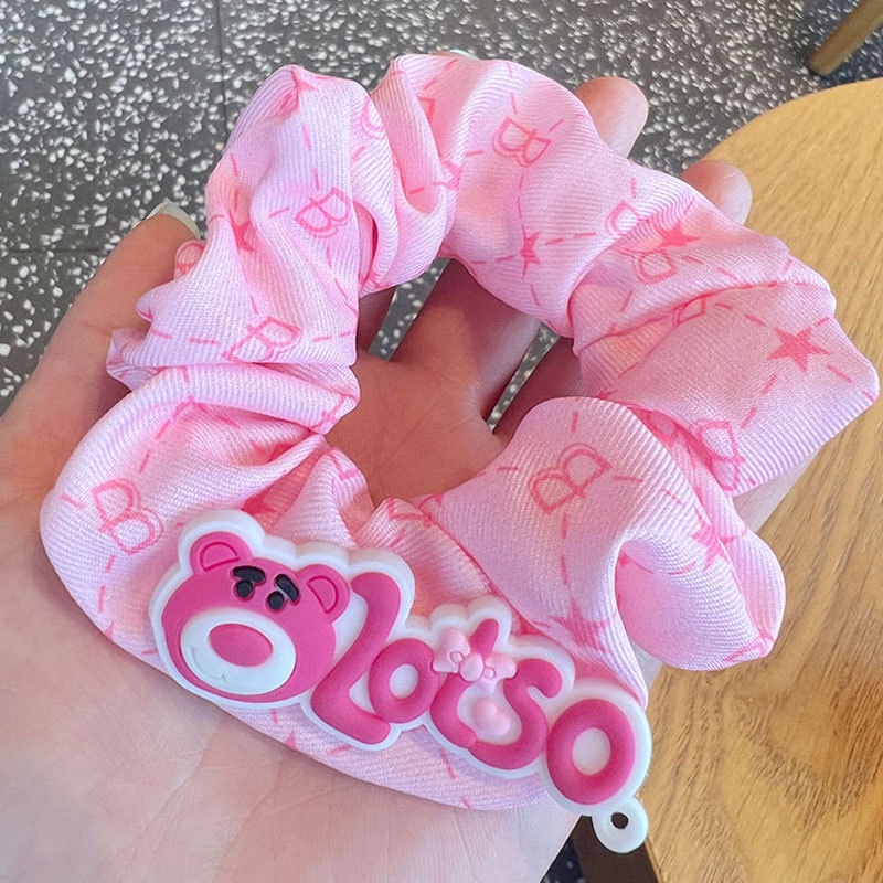 Dây Cột Tóc Hình Gấu / Dâu Tây Màu Hồng Ngọt Ngào Dễ Thương Cho Bé Gái