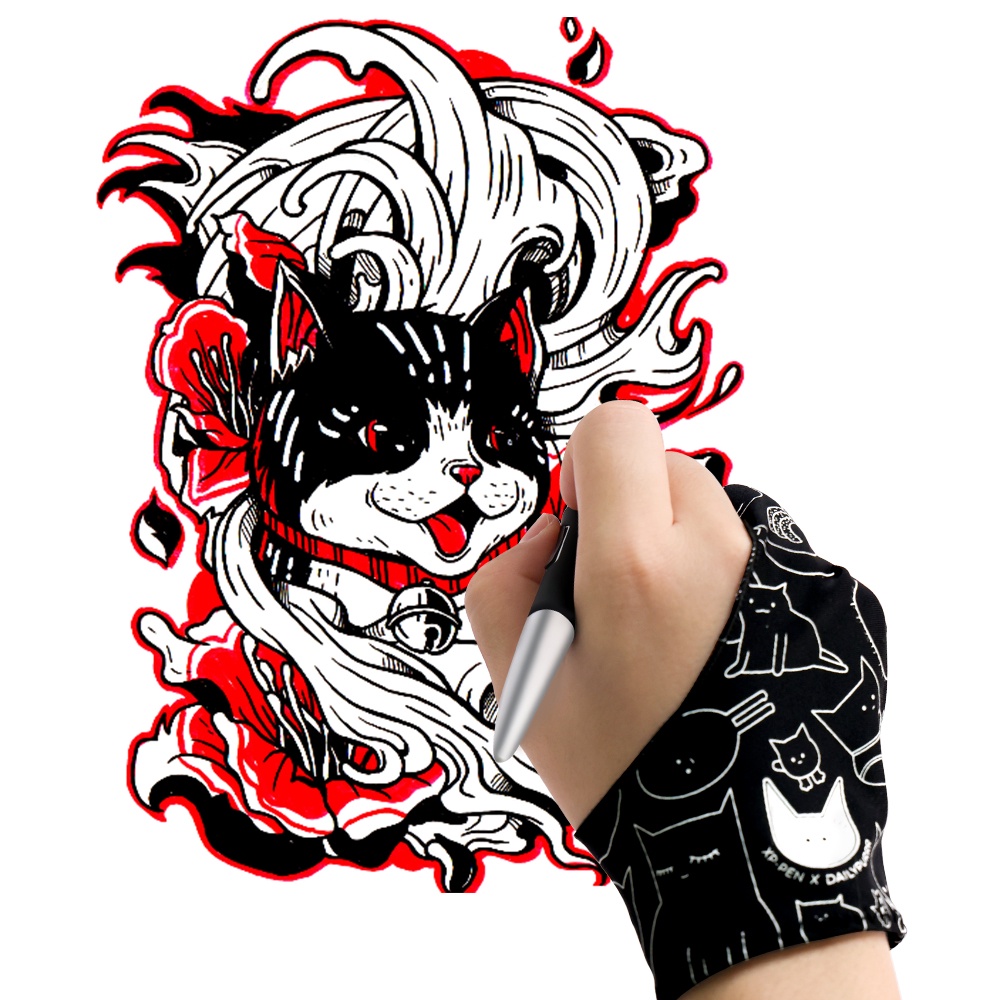 Găng tay vẽ XPPen họa tiết mèo tùy chỉnh chuyên dụng cho bảng vẽ điện tử