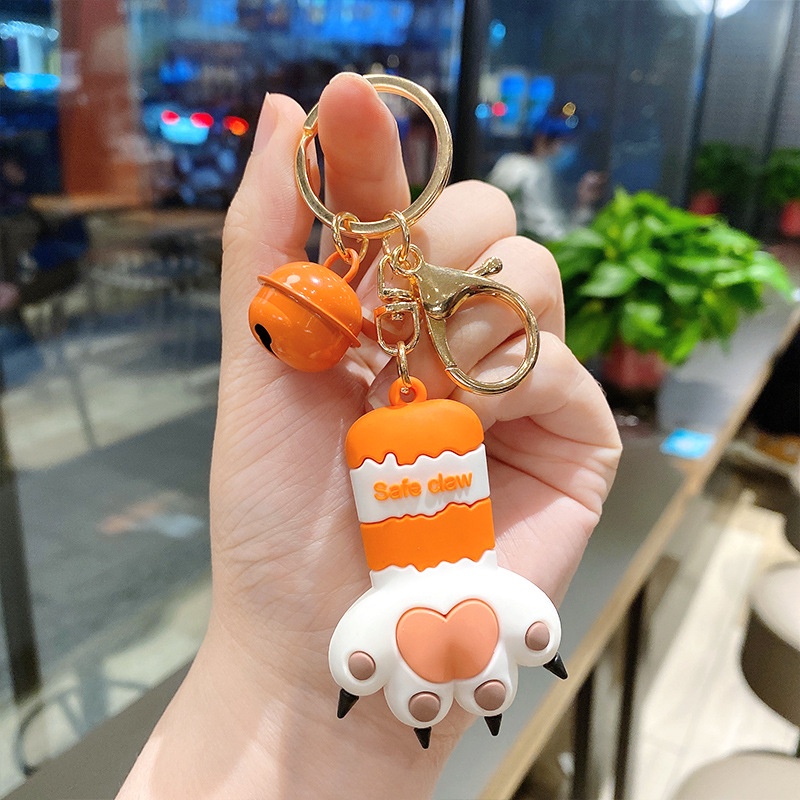 Móc Khóa Silicon Hình Chân Mèo Ba Chiều Dễ Thương