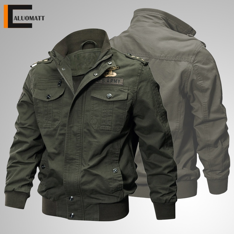 Áo Khoác Bomber Cổ Đứng Phối Khóa Kéo Phong Cách Quân Đội Mới 2023 6XL Thời Trang Cho Nam