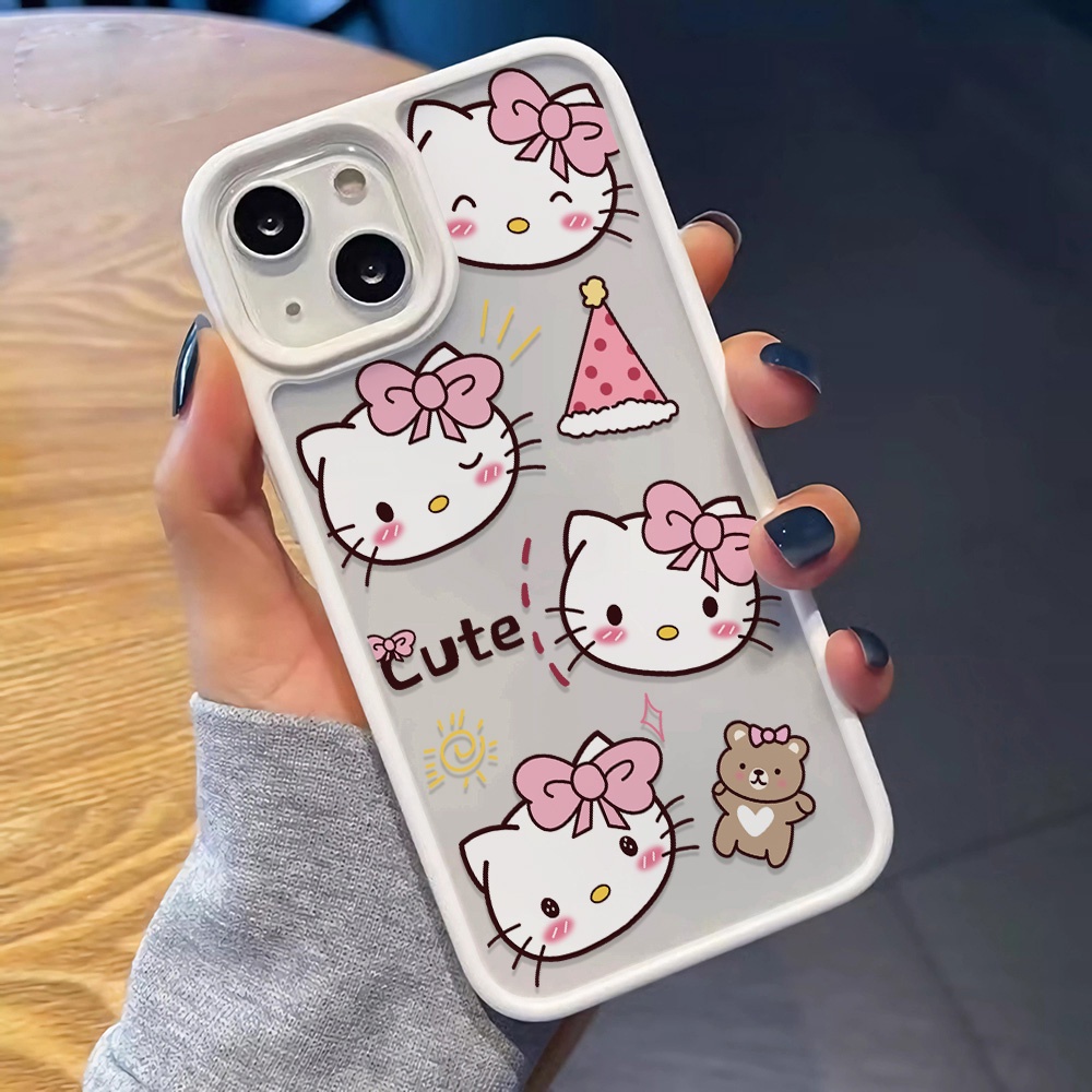 Ốp Điện Thoại Nhựa Acrylic Cứng Trong Suốt Hình Hello Kitty Gấu Cho iphone 14promax 11 13 12 7Plus 8 X XS Max