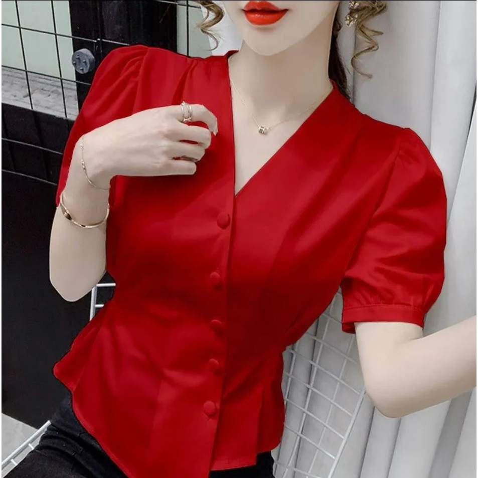 Áo Sơ Mi Voan Dài Tay Cổ Vuông Dáng Rộng Thời Trang Theo Phong Cách Phương Tây