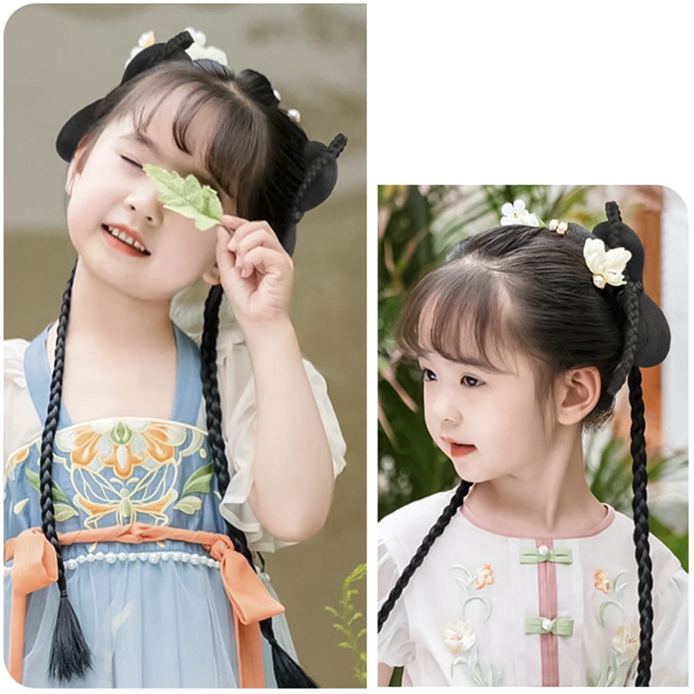 1 Bộ Tóc Giả Thắt Nơ Có Kẹp Dành Cho Bé Gái Chụp Ảnh