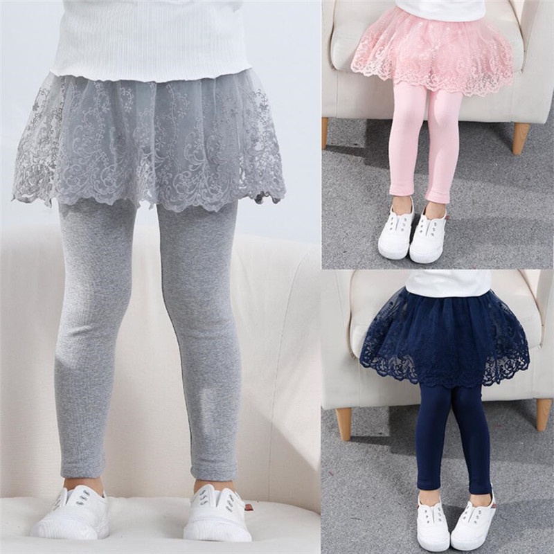 Quần Legging Cotton Phối Ren Kiểu Công Chúa Dễ Thương Thời Trang Xuân Thu 2023 Cho Bé Gái 2-7 Tuổi