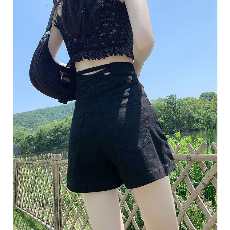 QADCOL  Quần Short denim Siêu Mỏng Lưng Cao Che Bụng Thời Trang Mùa Xuân Cho Nữ