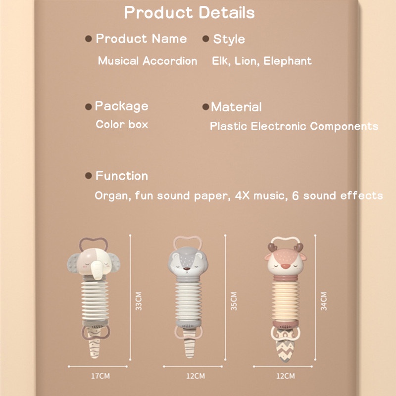 Nhạc Cụ Accordion Hình Động Vật Hoạt Hình Đáng Yêu Cho Bé