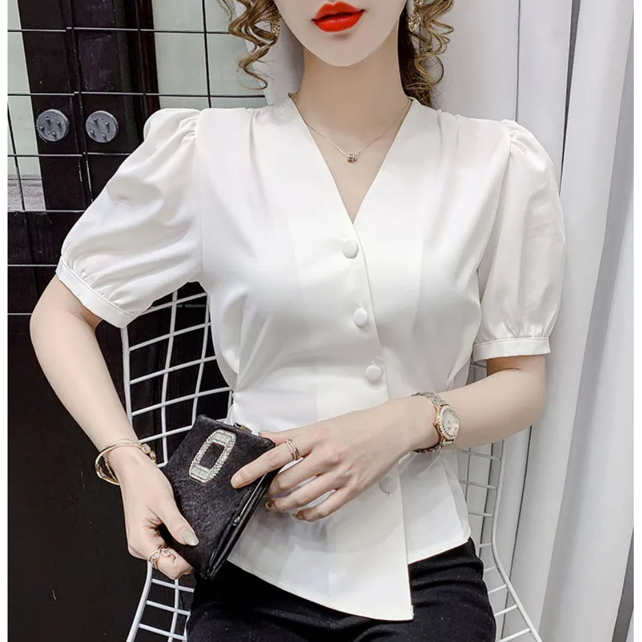 Áo Sơ Mi Voan Dài Tay Cổ Vuông Dáng Rộng Thời Trang Theo Phong Cách Phương Tây