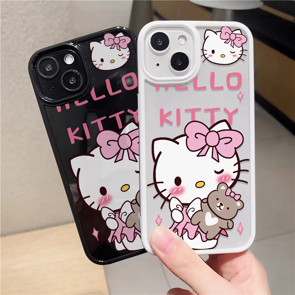 Ốp Điện Thoại Nhựa Acrylic Cứng Trong Suốt Hình Hello Kitty Gấu Cho iphone 14promax 11 13 12 7Plus 8 X XS Max