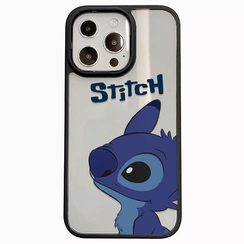 Ốp Điện Thoại Acrylic Cứng Trong Suốt Hình Stitch Xanh Dương Cho iphone 14promax 11 13 12 7Plus 8 X XS Max