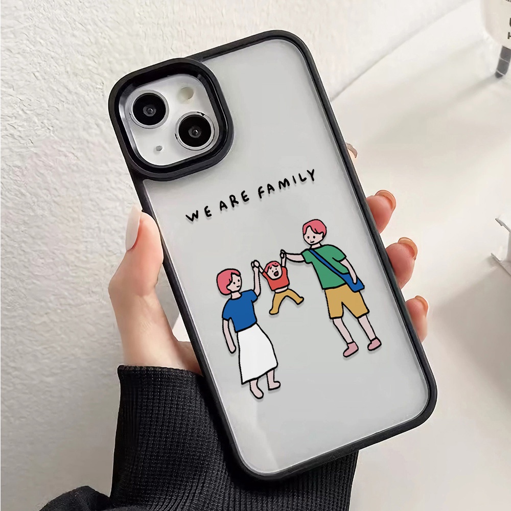 Ốp Điện Thoại Nhựa Acrylic Cứng Trong Suốt In Hình Gia Đình Thời Trang Cho iphone 14promax 11 13 12 7Plus 8 X XS Max