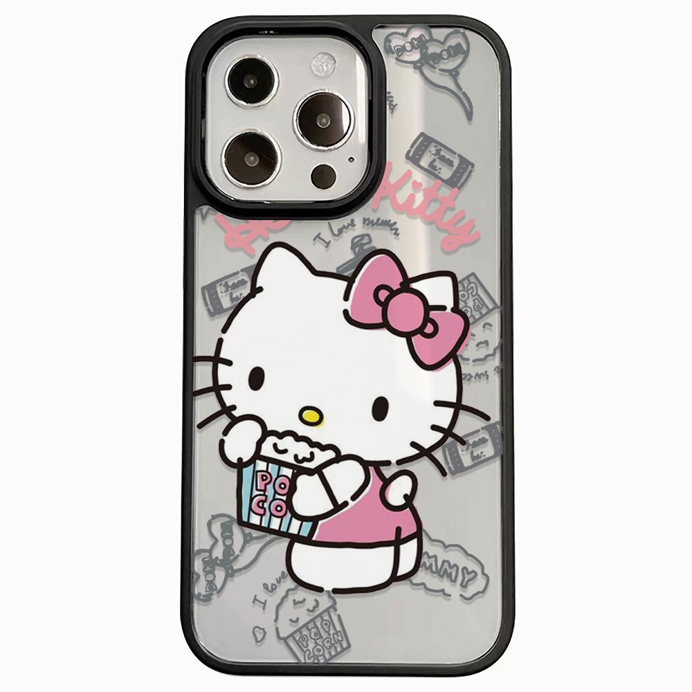 Ốp Điện Thoại Nhựa Acrylic Cứng Trong Suốt In Hình Hello Kitty Màu Hồng Cho iphone 14promax 11 13 12 7Plus 8 X XS Max